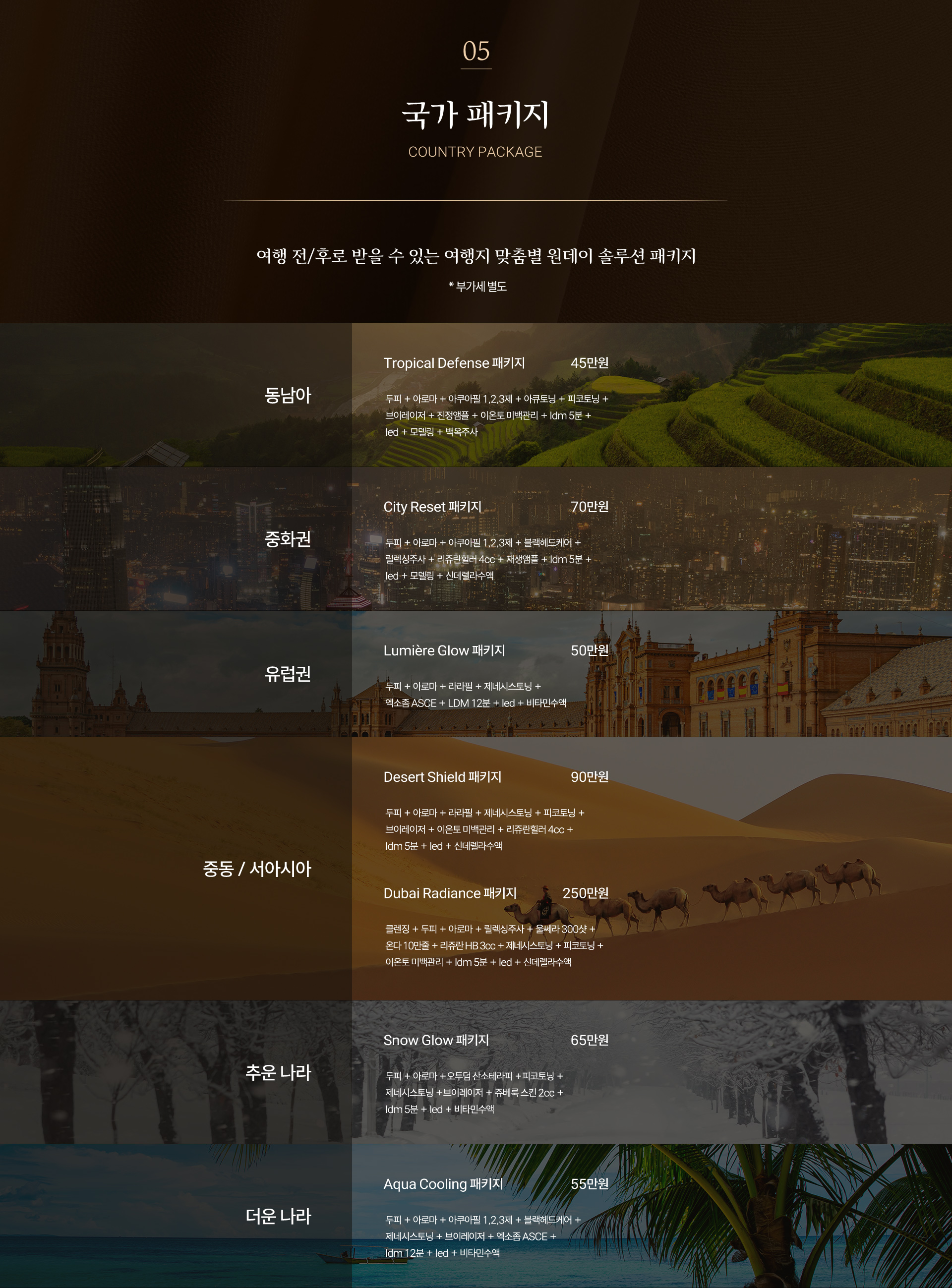 국가별 패키지 안내
